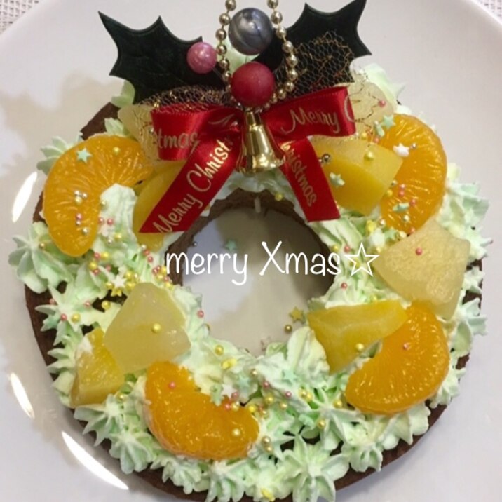 バウムにデコ☆リース型のクリスマスケーキ！